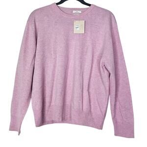 NEW Munrospun 46 Light Pink Extra Fine Merino Wool Sweater Crew Neck Easter